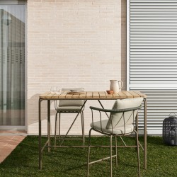 Salguer Барный стол из массива акации и коричневой стали Ø 140 x 70 см