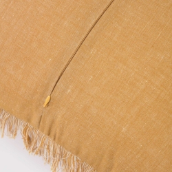 Чехол для подушки Abinadi горчичный из хлопка и льна с бахромой 45 x 45 см