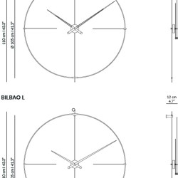 Часы Nomon  BILBAO L (основание - черный фиберглас/стрелки - белый лак/центр - хромированная сталь). D=105см, H=110см