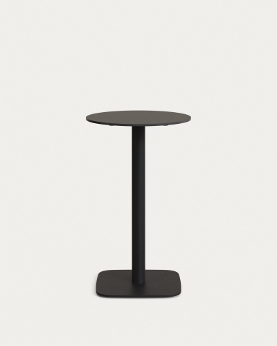 Dina высокий круглый садовый стол черный с черной металлической основой Ø 60x96 см