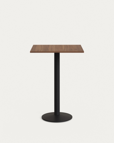 Высокий садовый столик Esilda ореховый на черном металлическом основании 60 x 60 x 96 см
