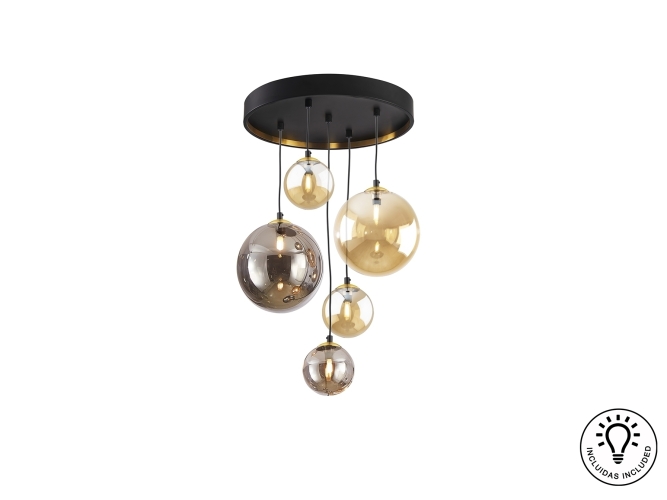 Люстра Dark 5L черный / латунь