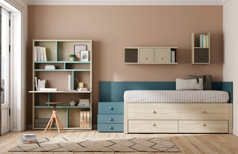 Мебельная композиция с кроватью Kubox и полкой Secret