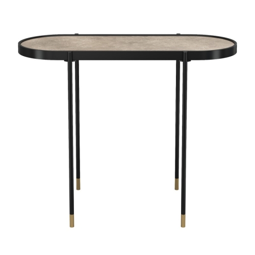 Консоль Toledo отделка серое закаленное стекло с керамикой, черный металл