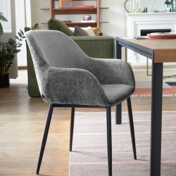 Стул Konna темно-серый из мягкой синели с черными ножками