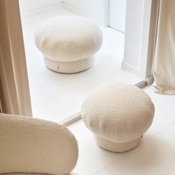 Sarisha круглый пуф из белого флиса Ø 50 см