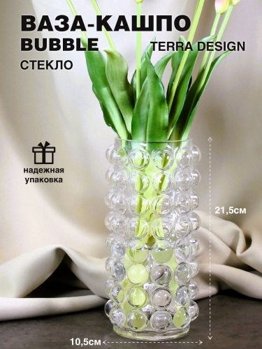 Ваза стеклянная для цветов и сухоцветов Bubble 21,5 см Terra Design TDVBG2101