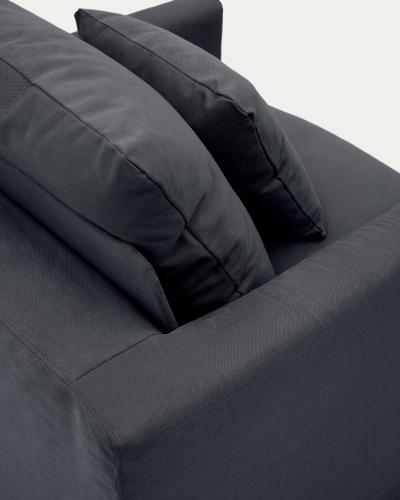 Кресло Nora со съемным чехлом и подушкой из льна и хлопка серо-антрацитовое 92 см