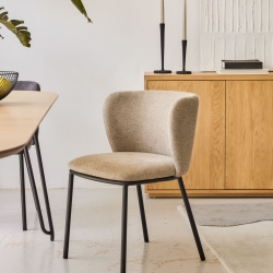 Ciselia Стул из синели светло-коричневого цвета и черной стали