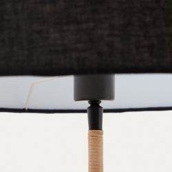 Торшер Canar из металла и ротанга с черным хлопковым абажуром