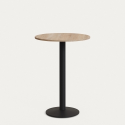 Esilda Круглый стол из меламина с натуральной отделкой и черной металлической ножкой  Ø60x96