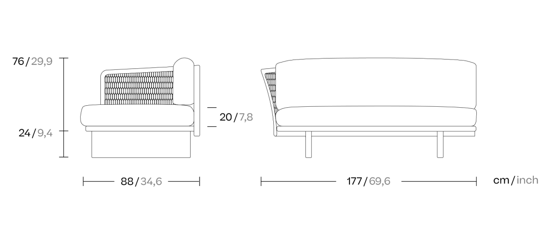 Диван Mesh угловой левый модуль KS1700200