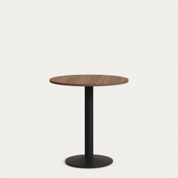Esilda Круглый стол из меламина с ореховой отделкой и черной металлической ножкой Ø70x70