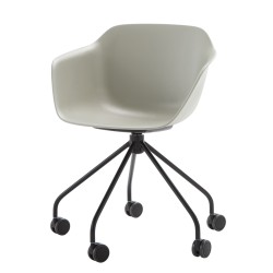 Кресло TAIA с 5-спицевой стальной поворотной основой на роликах (пластиковый корпус сиденья)