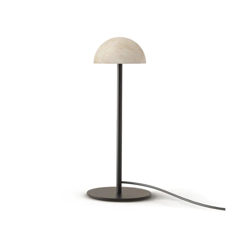 Настольная лампа Dussa черный металл / Travertine