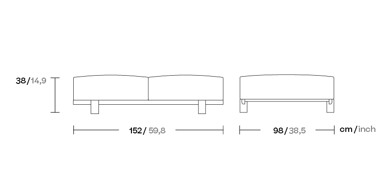 Банкетка Molo 2-seater ножки тик