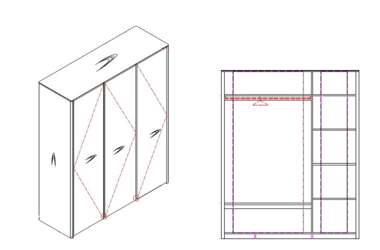 Гардероб PATERNA отделка шпон дуба W