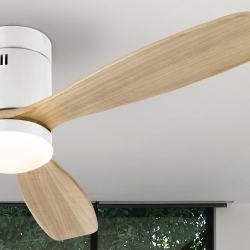 Siroco Потолочный вентилятор с освещением DIMABLE белый/древесный