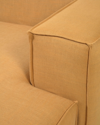 Чехол на 2-местный диван Blok с правым шезлонгом из горчичного льна