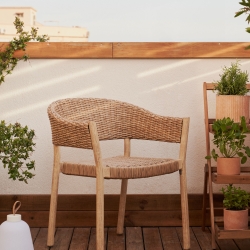 Pola Садовый стул из массива эвкалипта и искусственного ротанга с натуральной отделкой