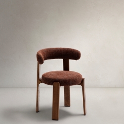 Granite Стул на 4 ножках из коричневого шенилла и массива ясеня в отделке орех