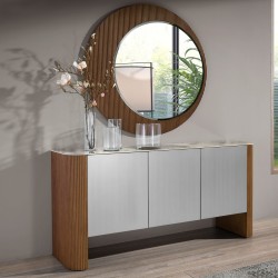 Сервант 3261/SB23067 серебристый из ореха и керамики с мраморной отделкой