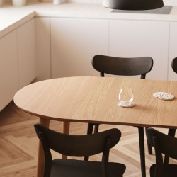 Раздвижной стол Oakland из МДФ с дубовым шпоном и ножками из массива каучука Ø160(260)x100 с