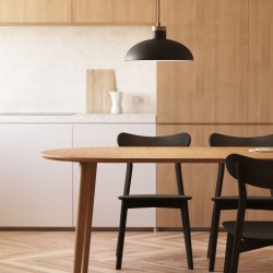 Раздвижной стол Oakland из МДФ с дубовым шпоном и ножками из массива каучука Ø160(260)x100 с