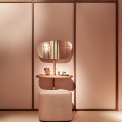 Туалетный столик с пуфом Momentos орех / розовый бархат