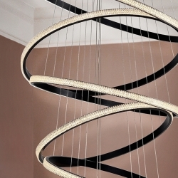 Люстра Ring 8 колец черная 3000K DIMABLE