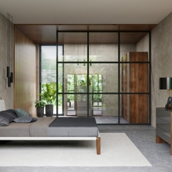 Гардероб AVILA отделка шпон ореха F, серый глянцевый лак