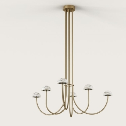 Подвесной светильник Dussa 6L золотой металл / белый мрамор