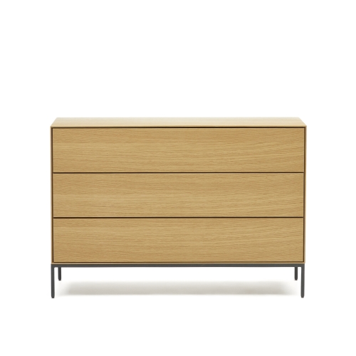 Vedrana Комод с 3 ящиками из дубового шпона со стальными ножками 110 x 75 см