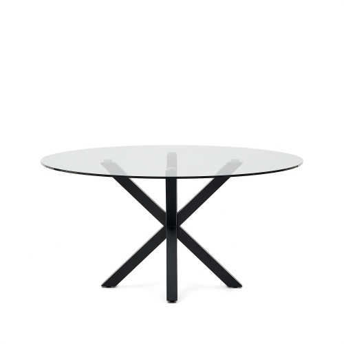 Круглый стеклянный стол Argo на стальных ножках с черной отделкой, Ø 150
