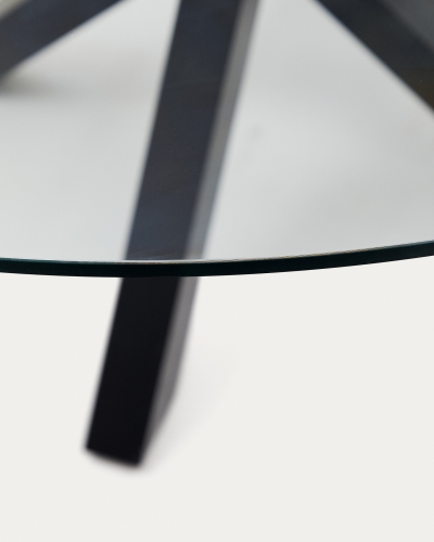 Круглый стеклянный стол Argo на стальных ножках с черной отделкой, Ø 150