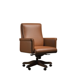 Офисное кресло Yale, отделка черное дерево, воворотное основание, обивка кожа 59