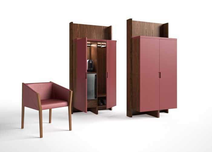 Шкаф высокий из двух секций Freeport гардероб + минибар