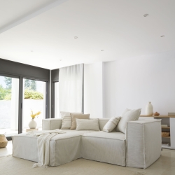 Льняной чехол для подушки Blok белый цвет 30 x 50 см