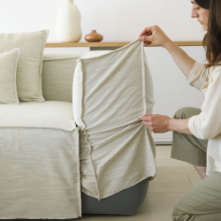 Льняной чехол для подушки Blok белый цвет 30 x 50 см