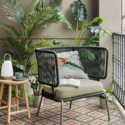 Кресло Nadin с зеленой веревкой и оцинкованной сталью