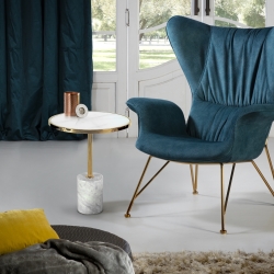 Столик приставной Dekala Ø46 белый/золотой