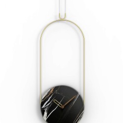 Часы настенные Colgante мрамор Sahara Noir - латунь