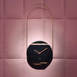 Часы настенные Colgante мрамор Sahara Noir - латунь