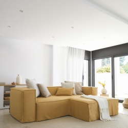 Льняной чехол для подушки Blok горчичный цвет 30 x 50 см