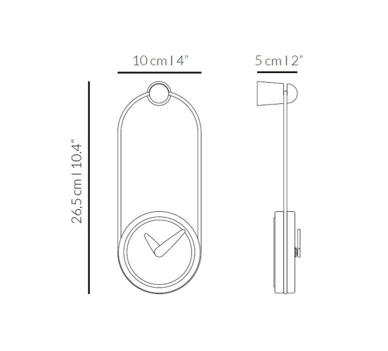 Часы Nomon Micro Eslabon (основание - латунь в графитовой отделке/центр - дуб/стрелка часовая - латунь в графитовой отделке/минутная - дуб). D=10см, H=27см.