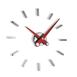 Часы Nomon PUNTOS SUSPENSIVOS 12i RED. (основа - хромированная сталь/деления и стрелки - красный лак) D=50см