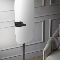 Зеркало ESPEJO PIE из ореха с полкой, на круглой мраморной основе