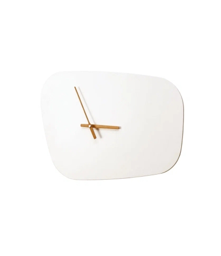 Часы Nomon ISOLA. D=73см, H=49см. Часы-панель с отделкой деревянного корпуса белым лаком, стрелки дуб или орех