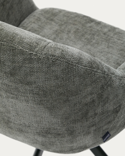 Dorina Вращающееся кресло из зеленого шенилла и стальными зелеными ножками