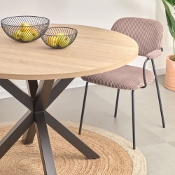 ARYA Стол  Ø 119 с бежевой столешницей с отделкой из меламина на стальных ножках с черной отделкой